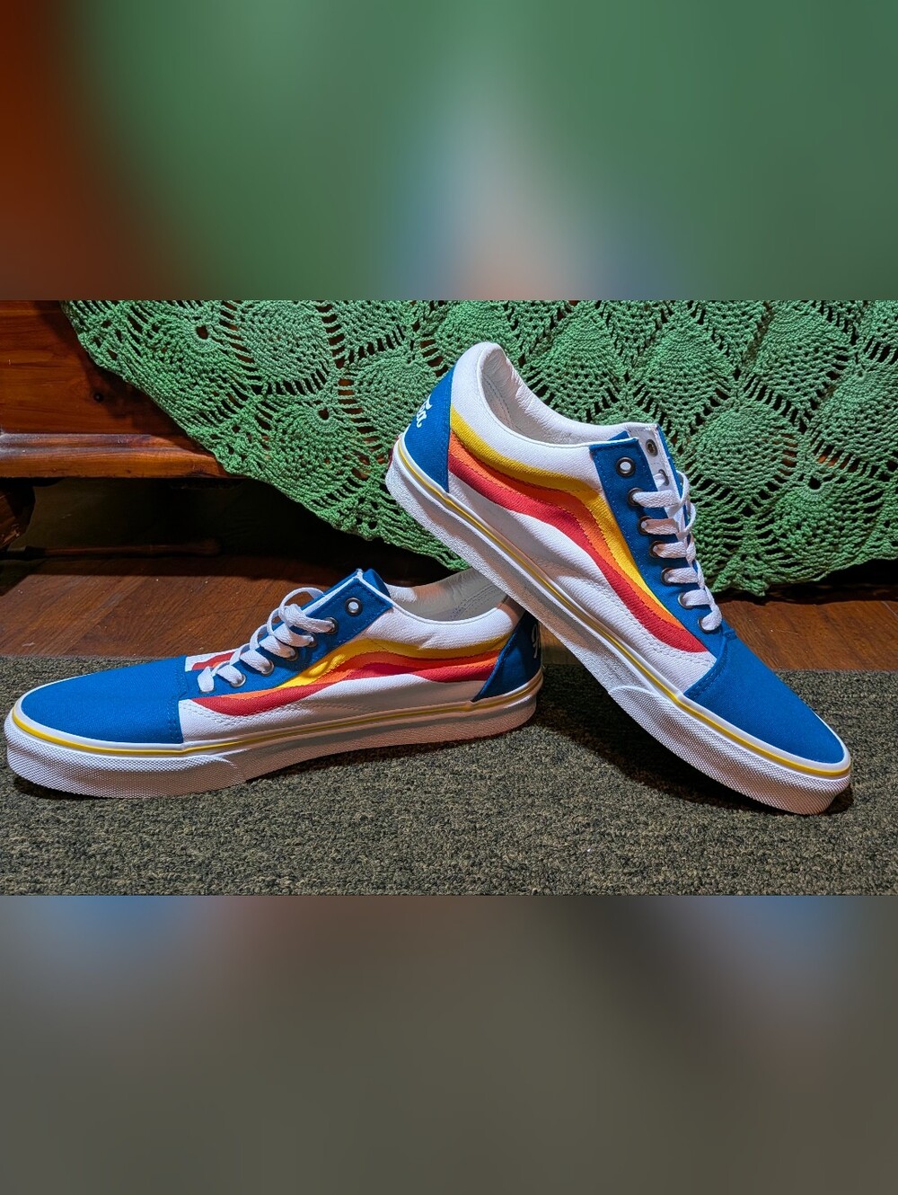 VANS Old Skool Hoop Tea Blue/White Low Top Canvas Lace Up Colorblock Sneaker